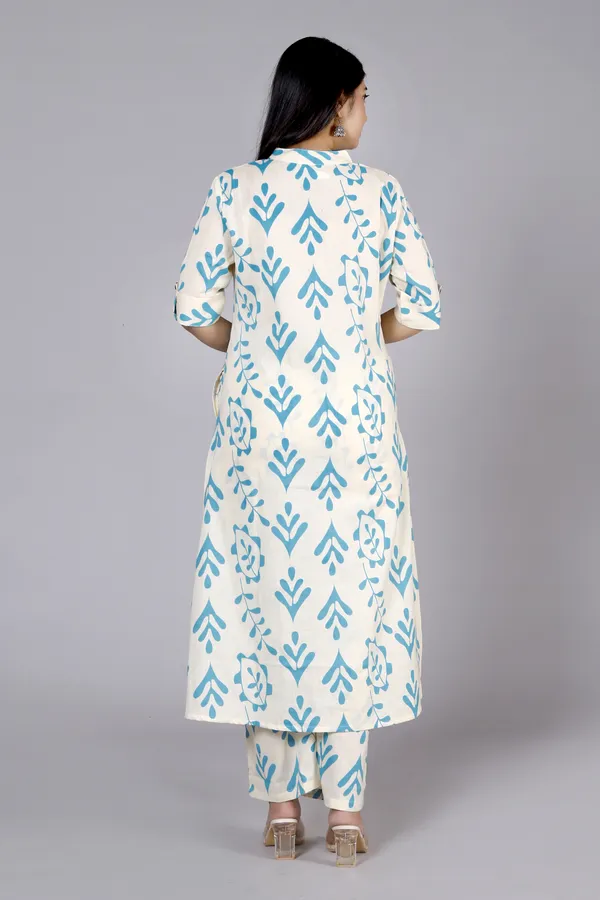 White_Cotton_Blend_Ethnic_Kurta_And_Pant_Set_|_Push_Premium_For_Women