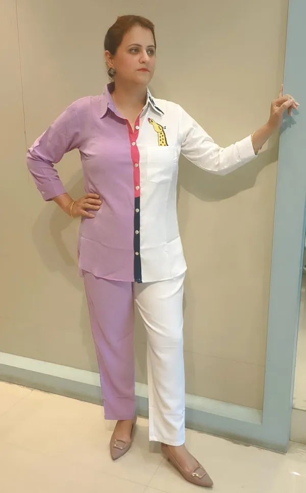 White_&_Purple_Imported_Viscose_Co-Ord_Set_For_Women