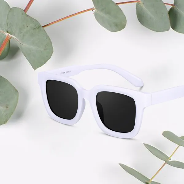 White_Large_Square_UV/UB_Protected_Sunglasses_(3803W)_-_For_Unisex