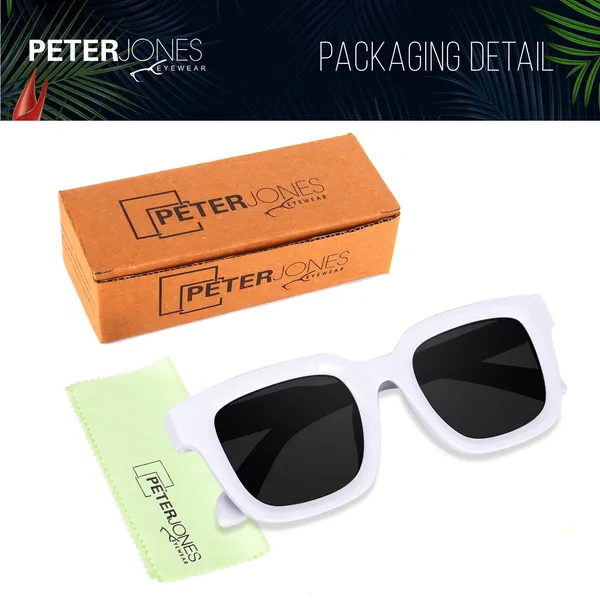 White_Large_Square_UV/UB_Protected_Sunglasses_(3803W)_-_For_Unisex