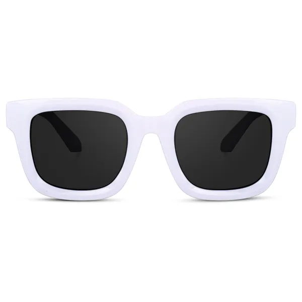 White_Large_Square_UV/UB_Protected_Sunglasses_(3803W)_-_For_Unisex