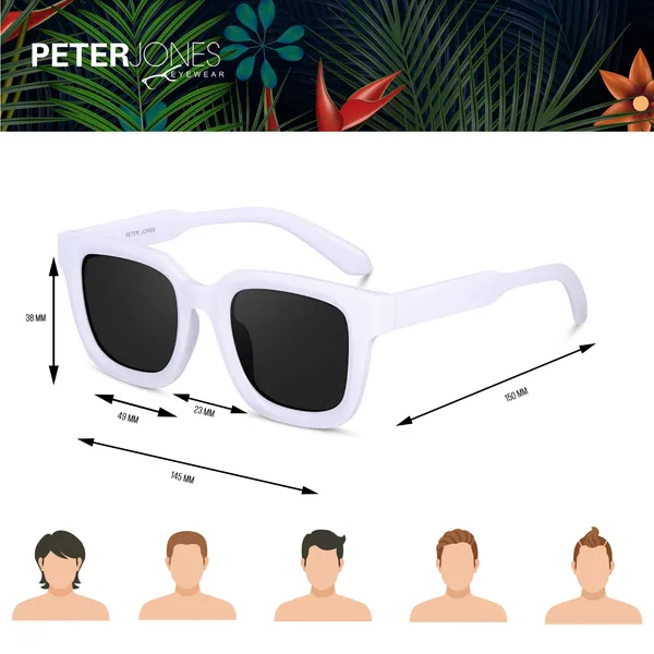 White_Large_Square_UV/UB_Protected_Sunglasses_(3803W)_-_For_Unisex