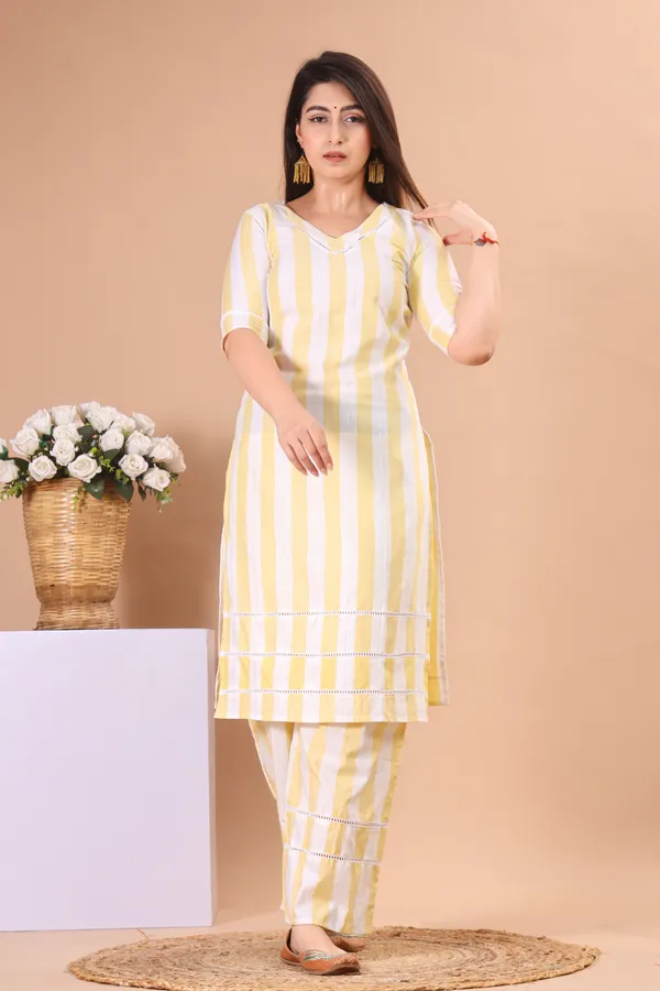 Skloth White Yellow Khadi Cotton Ethnic Kurta and Pant Set For Women Price in India Buy Skloth White Yellow Khadi Cotton Ethnic Kurta and Pant Set For Women online at undefined