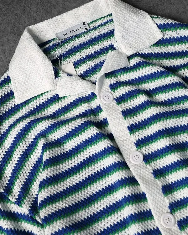 White_And_Blue_Cotton_Spread_Collar_Half_Sleeve_Polo_Shirt