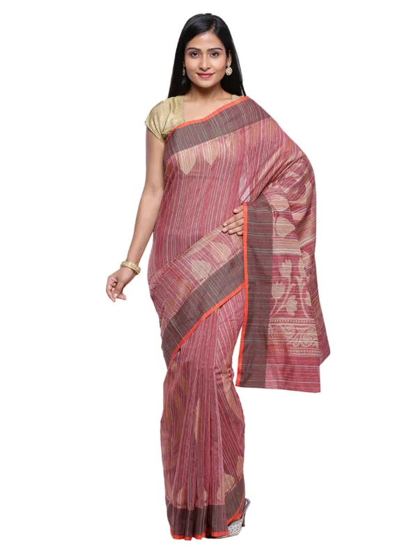 Brown_Cotton_Blend_Banarasi_Sarees_For_Women