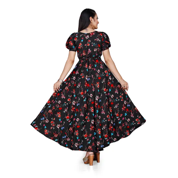 Black_&_Red_Floral_Print_Puffed_Sleeve_Maxi_Dress