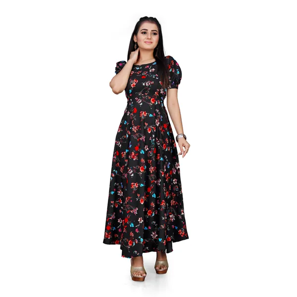 Black_&_Red_Floral_Print_Puffed_Sleeve_Maxi_Dress