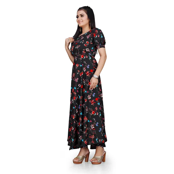 Black_&_Red_Floral_Print_Puffed_Sleeve_Maxi_Dress