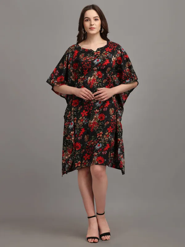 Black_&_Red_Tropical_Print_Kaftan_Dress