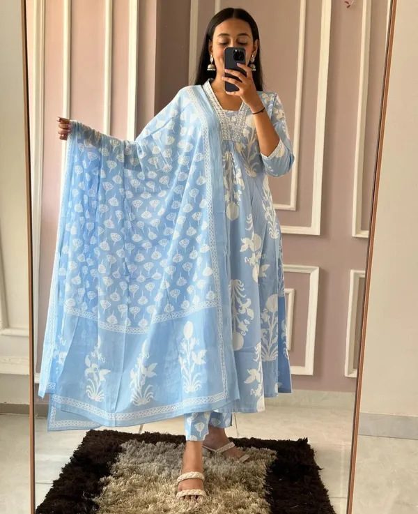 Light_Blue_Cotton_Kurta_Pant_Set_with_Embroidery_Work_and_MulMul_Dupatta_for_Women