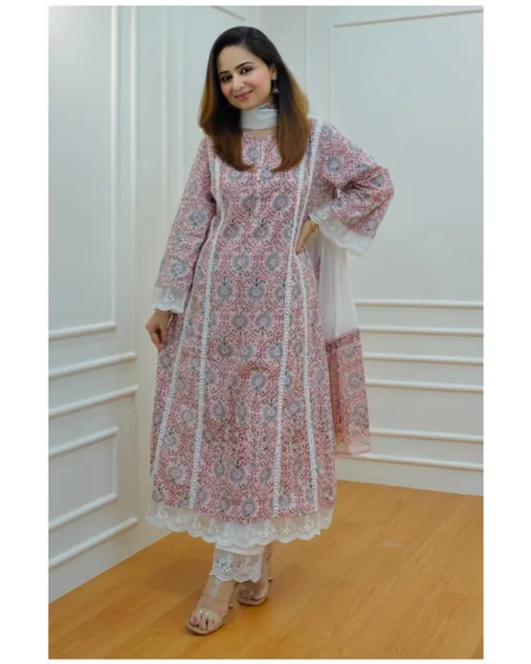 Multicolor_Cotton_Regular_Fit_Solid_Kurta_Pant_And_Dupatta_Set_For_Women