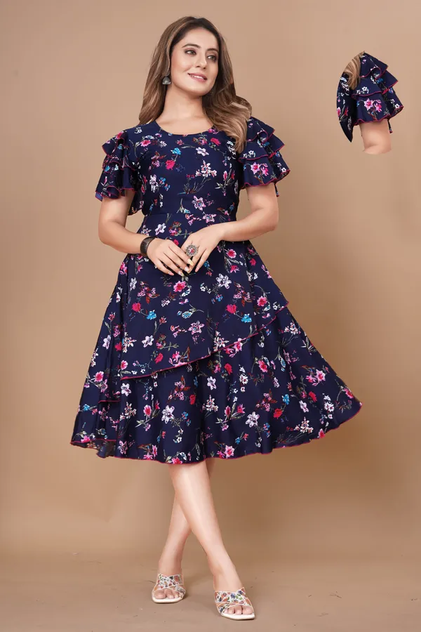 Women_Crepe_Floral_Print_Layered_Knee_Length_Dress