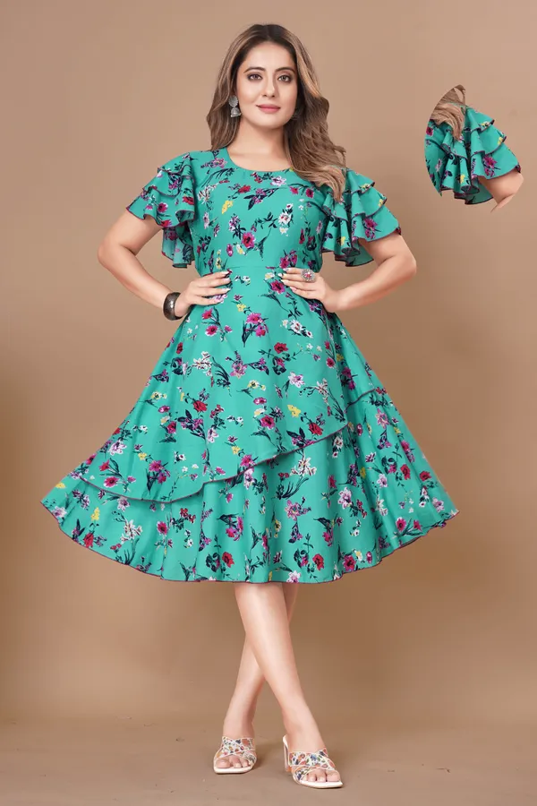 Women_Crepe_Floral_Print_Layered_Knee_Length_Dress