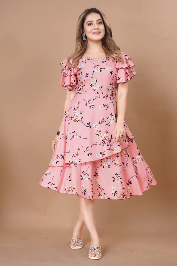 Women_Crepe_Floral_Print_Layered_Knee_Length_Dress