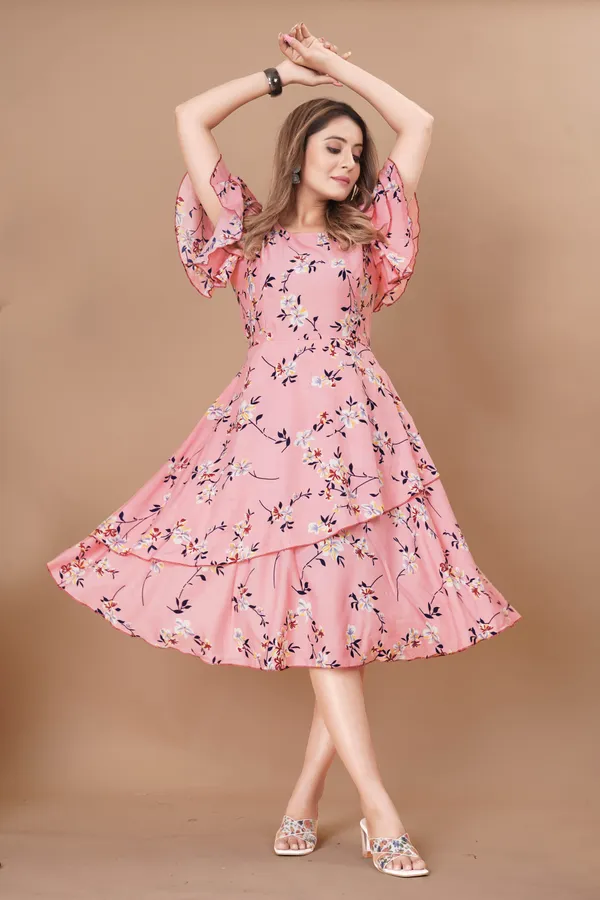 Women_Crepe_Floral_Print_Layered_Knee_Length_Dress