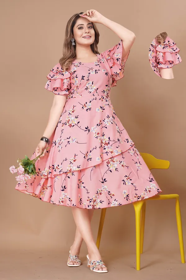 Women_Crepe_Floral_Print_Layered_Knee_Length_Dress