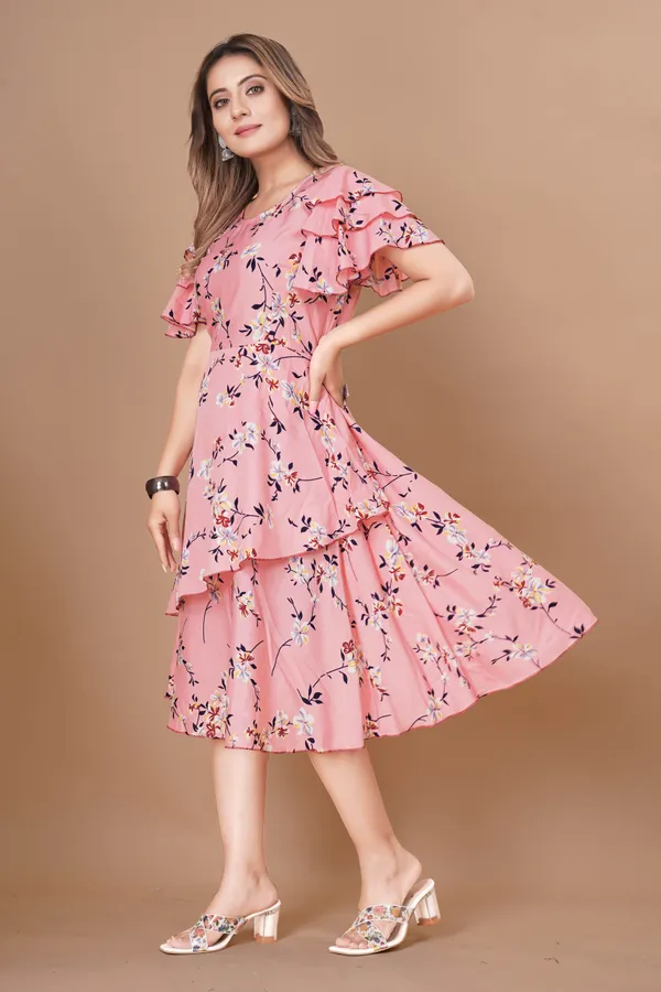 Women_Crepe_Floral_Print_Layered_Knee_Length_Dress
