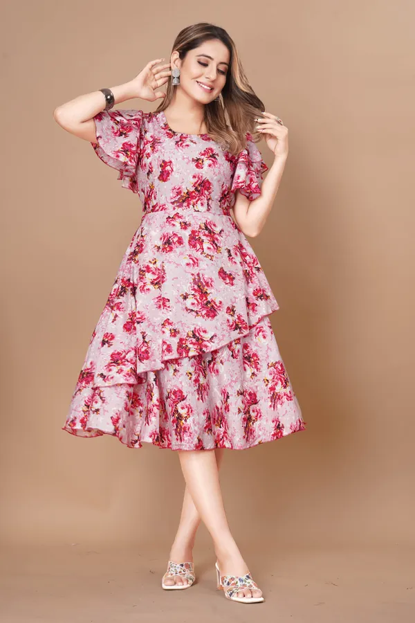 Women_Crepe_Floral_Print_Layered_Knee_Length_Dress