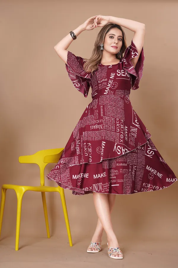 Women_Crepe_Text_Paper_Print_Layered_Knee_Length_Dress