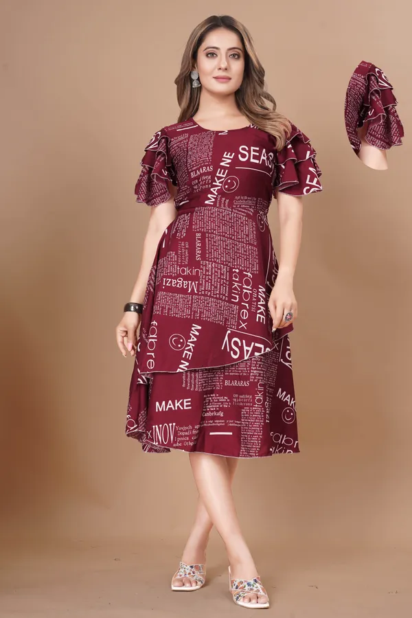 Women_Crepe_Text_Paper_Print_Layered_Knee_Length_Dress