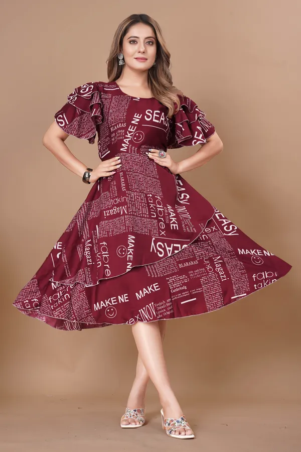 Women_Crepe_Text_Paper_Print_Layered_Knee_Length_Dress