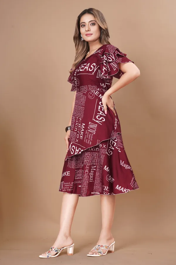 Women_Crepe_Text_Paper_Print_Layered_Knee_Length_Dress