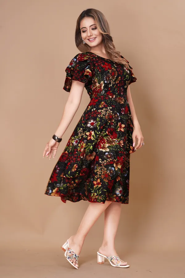 Women_Crepe_Tropical_Print_Layered_Knee_Length_Dress