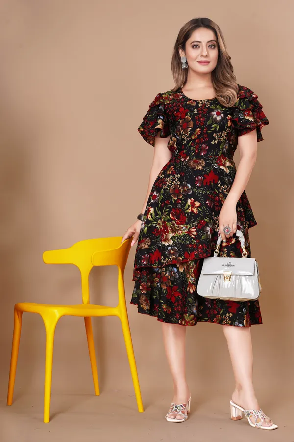 Women_Crepe_Tropical_Print_Layered_Knee_Length_Dress