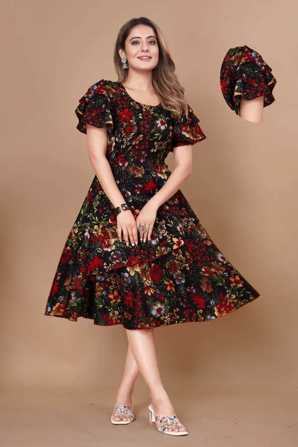 Women_Crepe_Tropical_Print_Layered_Knee_Length_Dress