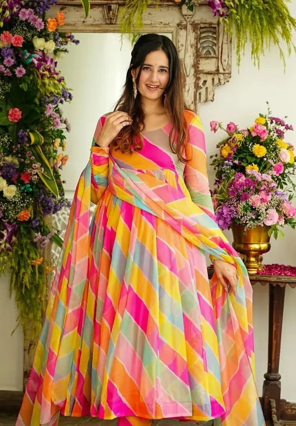 SWAPNA SRUSHTI FAB Women Floral Readymade Party Wear Kurti Dupatta One Piece Gown With Dupatta Summer Wear Floral Printed Elegant Look Dress Designer Weddin Attire Ethnic kurti dupatta for girls women...