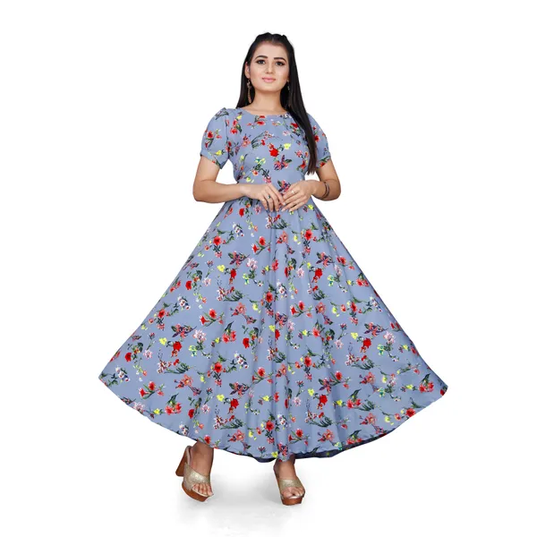 Grey_&_Red_Floral_Print_Puffed_Sleeve_Maxi_Dress