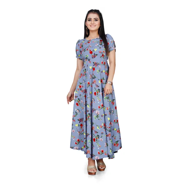 Grey_&_Red_Floral_Print_Puffed_Sleeve_Maxi_Dress