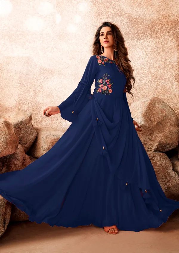 Aika Fashion Women Heavy Georgette With Beautiful Fancy Embroidered Work Gown Price in India Buy Aika Fashion Women Heavy Georgette With Beautiful