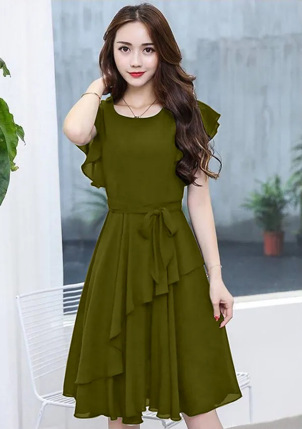 Mehndi_Solid_Knee_Length,_Fit_And_Flare_&_A-line