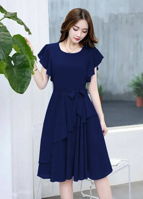 Navy_Blue_Solid_Knee_Length,_Fit_And_Flare_&_A-line