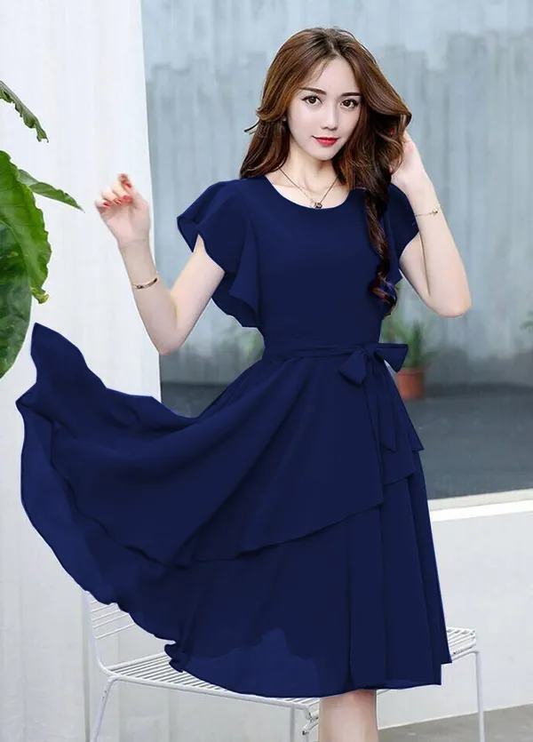 Navy_Blue_Solid_Knee_Length,_Fit_And_Flare_&_A-line
