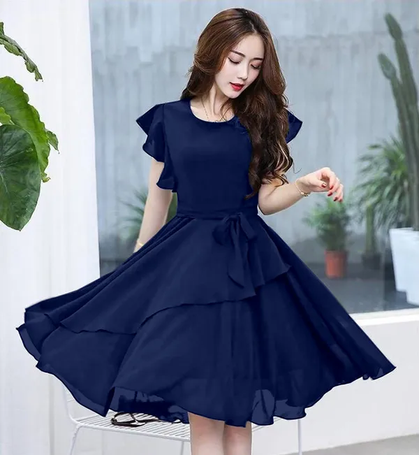 Navy_Blue_Solid_Knee_Length,_Fit_And_Flare_&_A-line