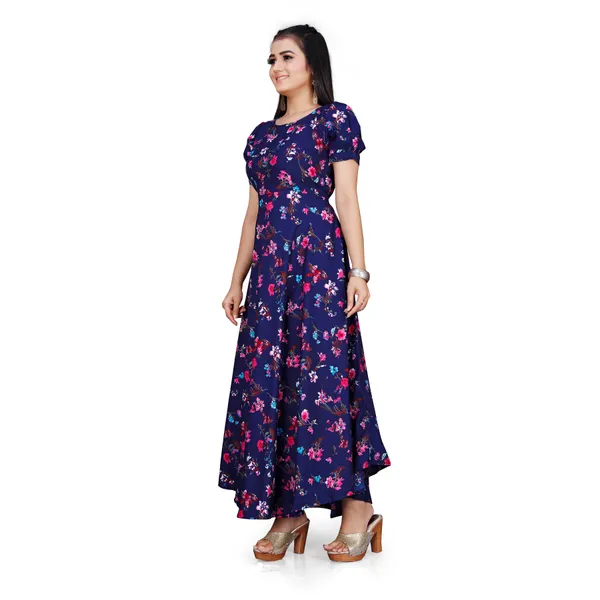 Navy_Blue_&_Pink_Floral_Print_Puffed_Sleeve_Maxi_Dress