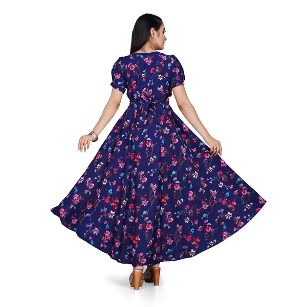 Navy_Blue_&_Pink_Floral_Print_Puffed_Sleeve_Maxi_Dress