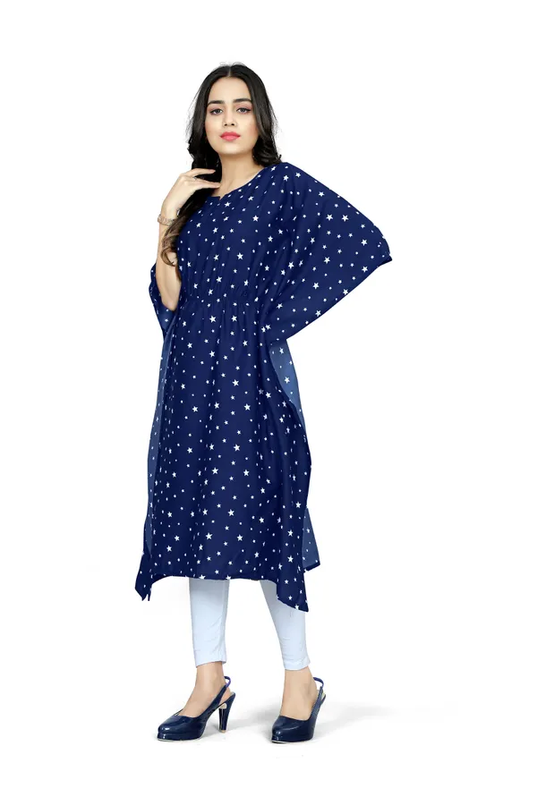 Navy_Blue_&_White_Floral_Print_Kaftan_Dress