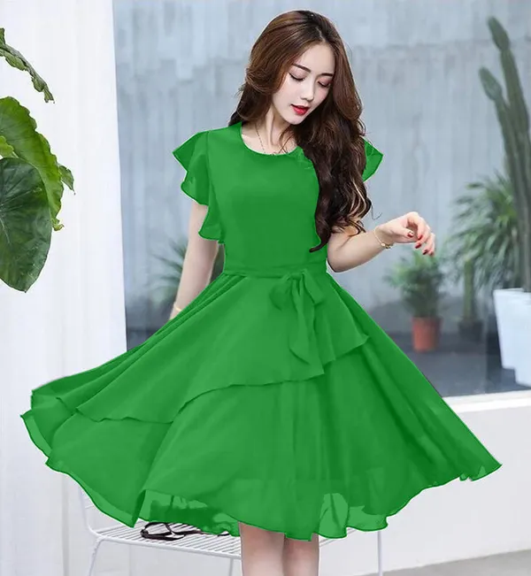 Parrot_Solid_Knee_Length,_Fit_And_Flare_&_A-line