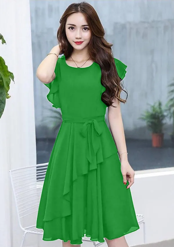 Parrot_Solid_Knee_Length,_Fit_And_Flare_&_A-line