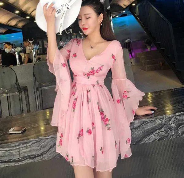 Women_Pink_Net_Embroidrey_Short_Dress