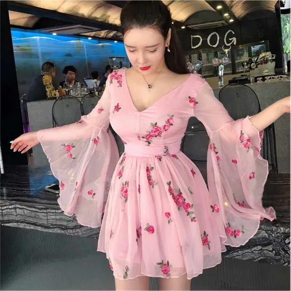 Women_Pink_Net_Embroidrey_Short_Dress