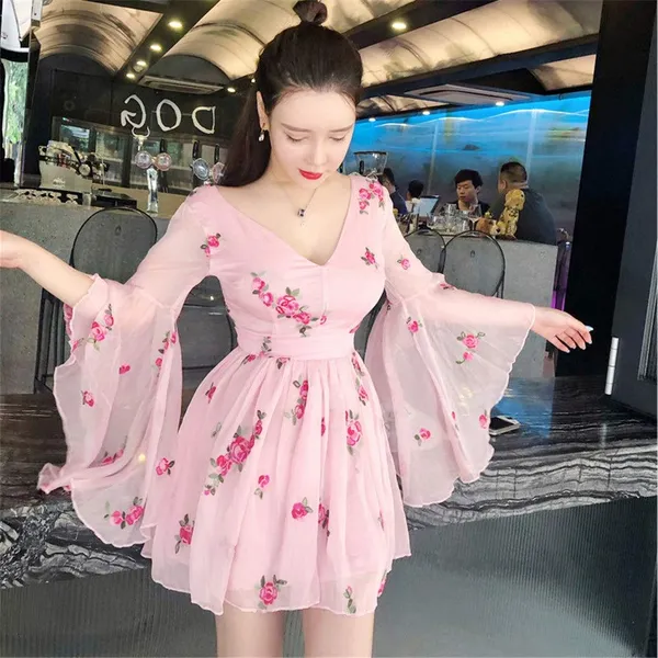 Women_Pink_Net_Embroidrey_Short_Dress