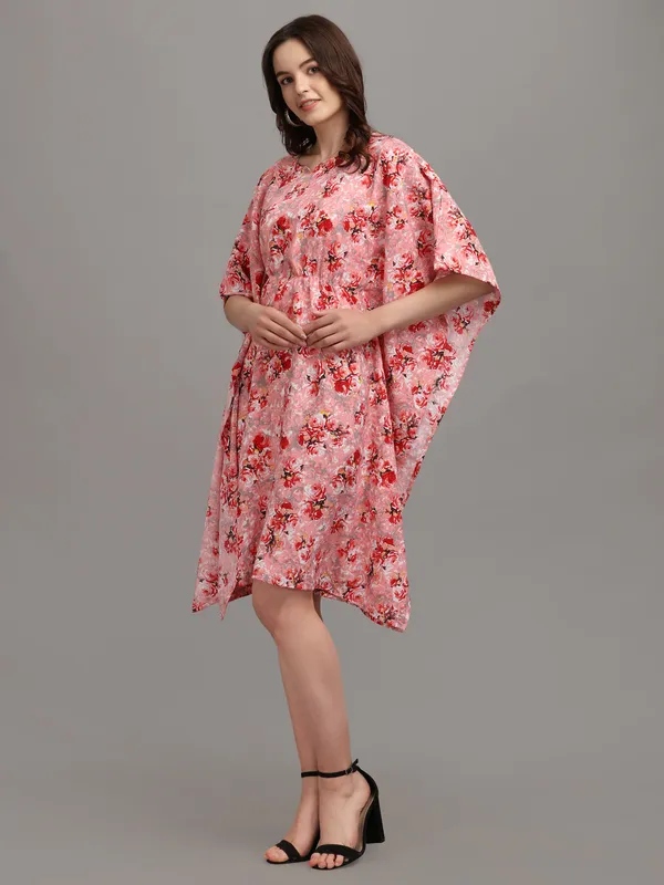 Pink_&_Red_Floral_Print_Kaftan_Dress_Long_Kaftans
