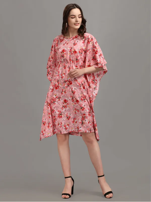 Pink_&_Red_Floral_Print_Kaftan_Dress_Long_Kaftans