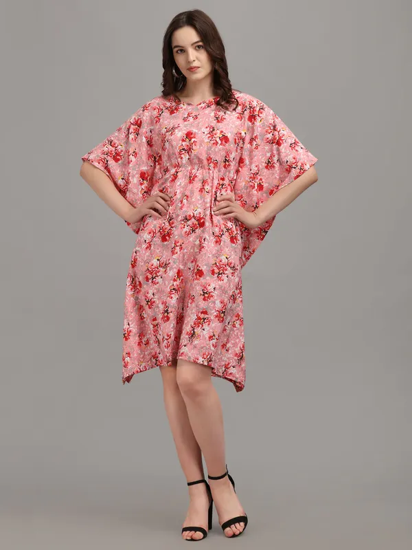 Pink_&_Red_Floral_Print_Kaftan_Dress_Long_Kaftans