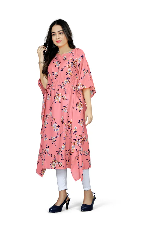 Pink_&_White_Floral_Print_Kaftan_Dress