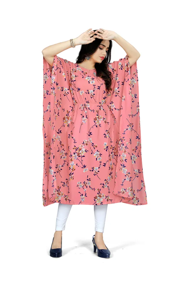 Pink_&_White_Floral_Print_Kaftan_Dress